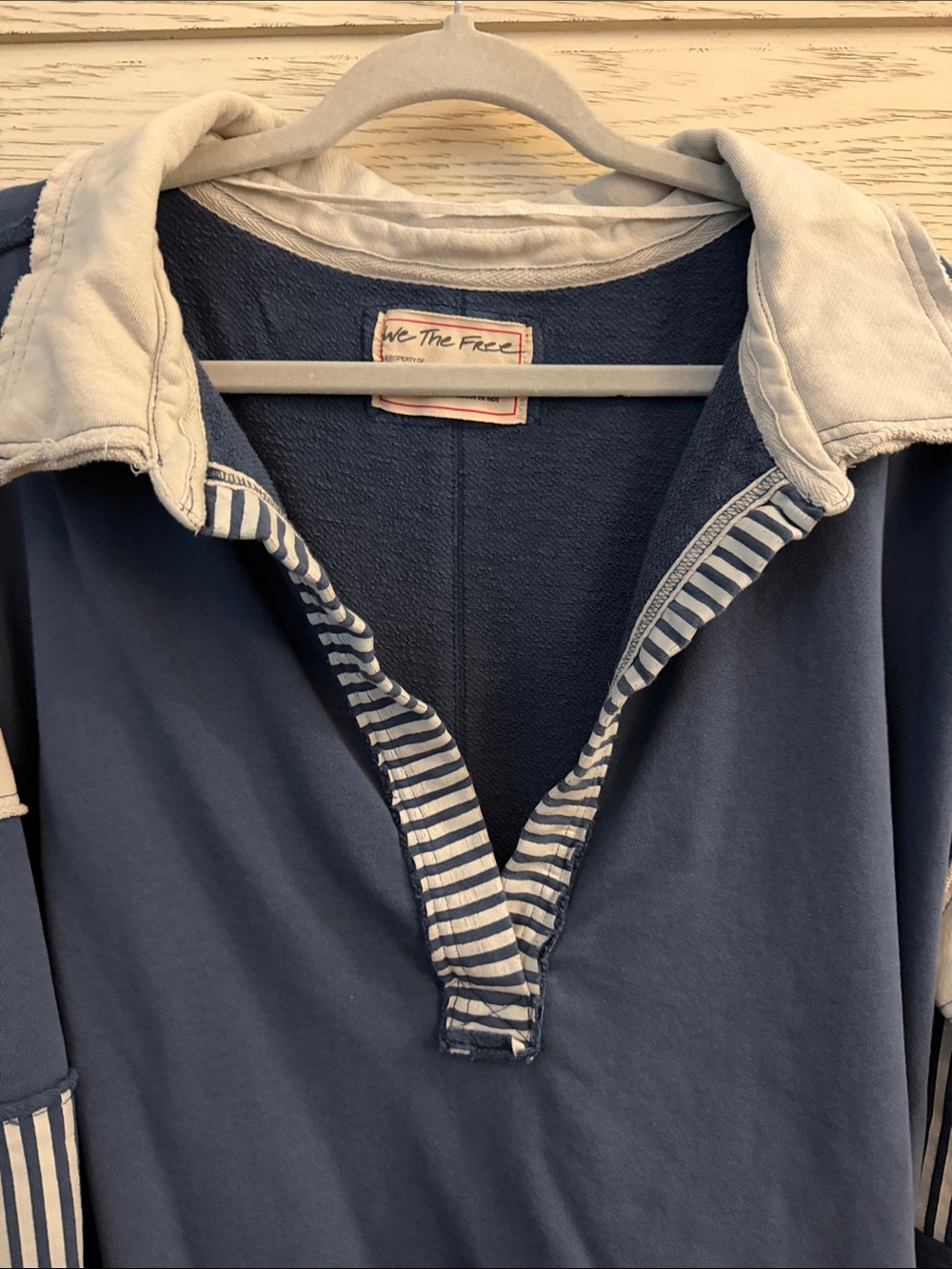 Free People Blue & Gray Striped Collared Pullover - Picture 3 of 4